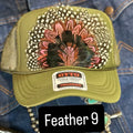 Green Feather Trucker Hat