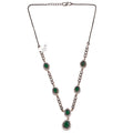 Green Quartz Y Necklace Teardrop 925 Sterling Two Tone Silver Choker Necklace Collar Handcrafted - Kashmir Designs