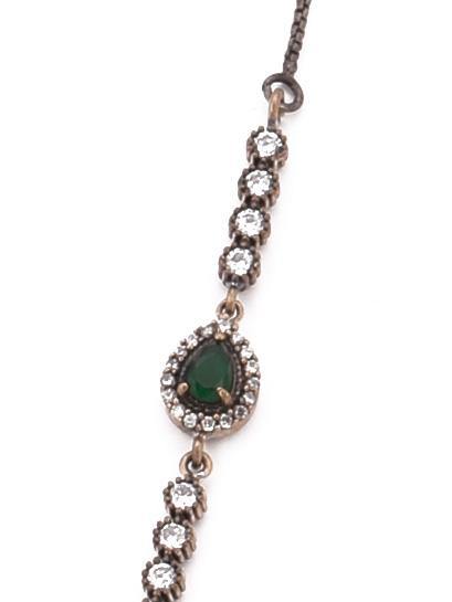 Green Quartz Y Necklace Teardrop 925 Sterling Two Tone Silver Choker Necklace Collar Handcrafted - Kashmir Designs