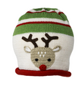Hand Knit Reindeer Christmas Baby Hat / Beanie with embroidery - Fair Trade from Armenia