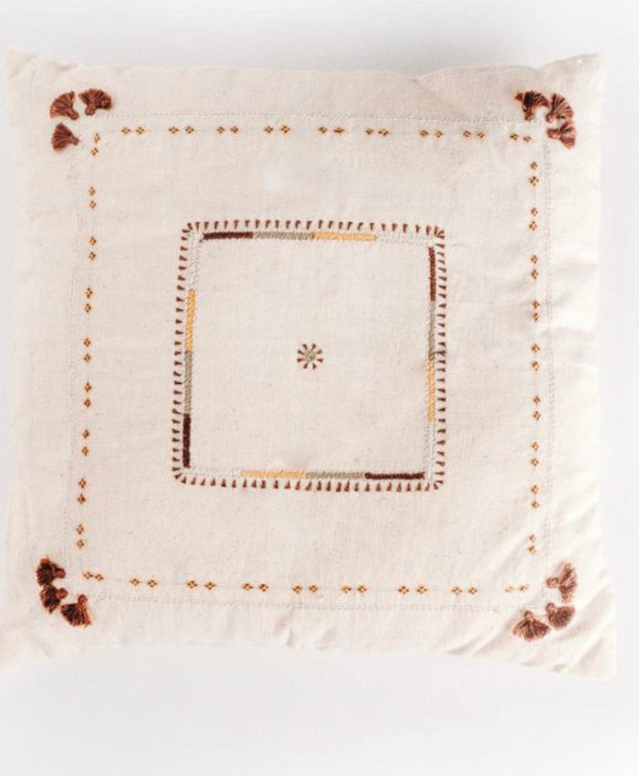 Hand loomed Organic cotton embroidered Pillow, Eco-Friendly, Fair Trade