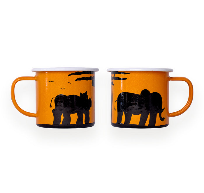 Hand Painted Animal Silhouette Enamel Mug