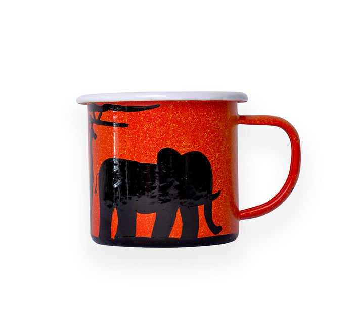 Hand Painted Animal Silhouette Enamel Mug