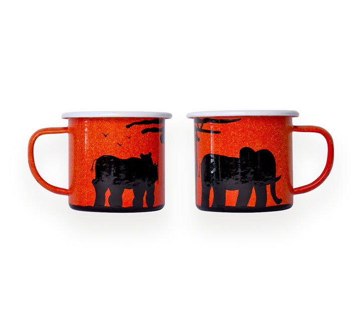 Hand Painted Animal Silhouette Enamel Mug