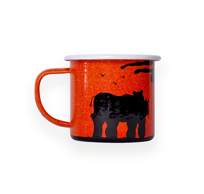 Hand Painted Animal Silhouette Enamel Mug