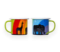 Hand Painted Rainbow Animal Silhouette Enamel Mug