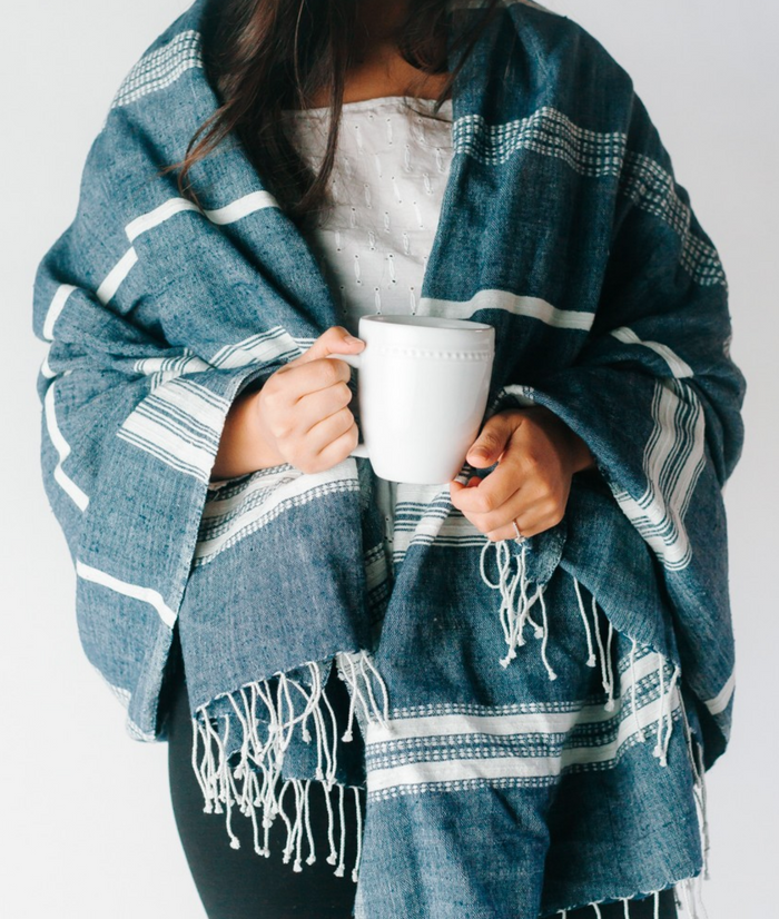 Hand Woven Striped Ethiopian Cotton Lightweight Throw (assorted colors)- Eco-Friendly, Fair Trade