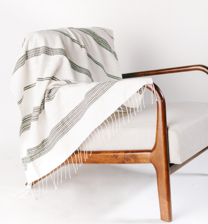 Hand Woven Striped Ethiopian Cotton Lightweight Throw (assorted colors)- Eco-Friendly, Fair Trade