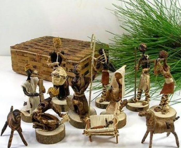 Handcrafted Banana Fiber Christmas Nativity Scene, Fair Trade, Kenya