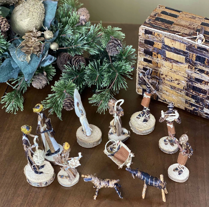 Handcrafted Banana Fiber Christmas Nativity Scene, Fair Trade, Kenya