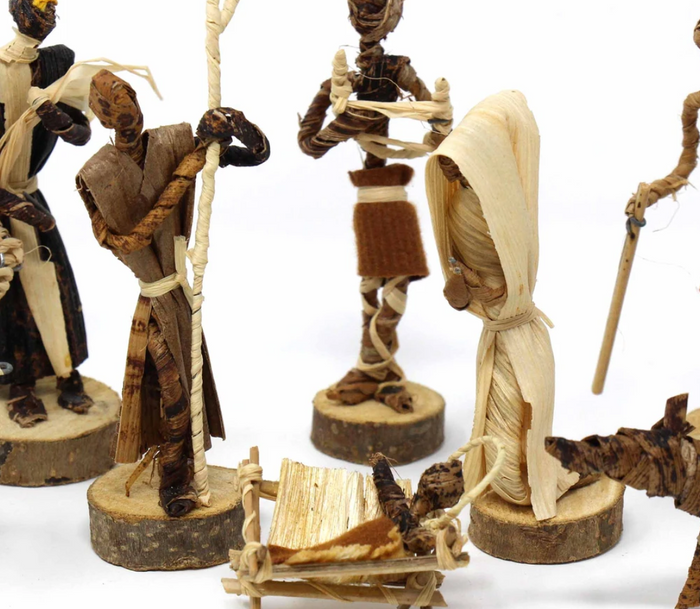 Handcrafted Banana Fiber Christmas Nativity Scene, Fair Trade, Kenya