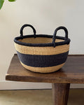 Handwoven African Catch-All Basket – Natural with Black