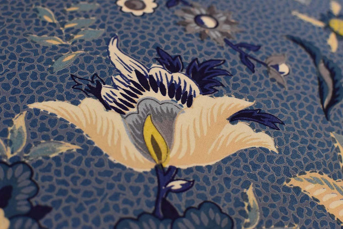 Hawaii Blue Floral Accent Cotton Pillow Cover Hand Block Print Design 16"x16" - KashmirDesigns
