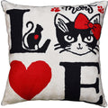 I Love Cat Decorative Pillow Cover Ivory Cream Handembroidered Wool 18x18 - Kashmir Designs