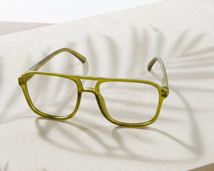 Jax Aviator Matte Green - Blue Light Reader