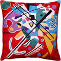 Kandinsky Decorative Pillow Cover Red Painting Abstract Cushion Wool HandEmbroidered 18x18 - Kashmir Designs