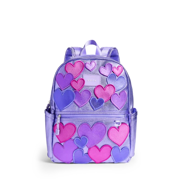 Kane Double Zipper Backpack- 3D Hearts