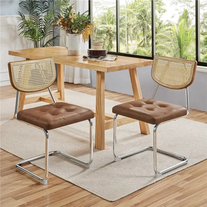 Keith Mid Century Rattan Dining Chair (Set of 2) Canva Home