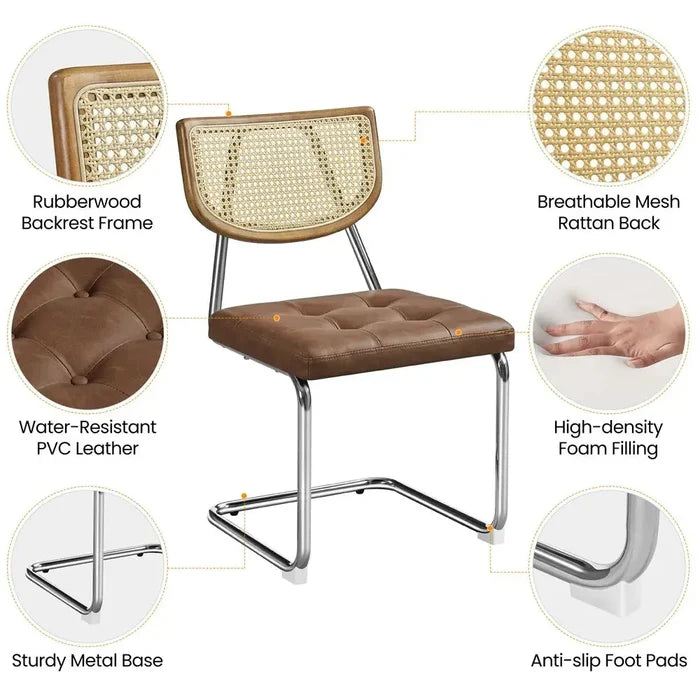 Keith Mid Century Rattan Dining Chair (Set of 2) Canva Home