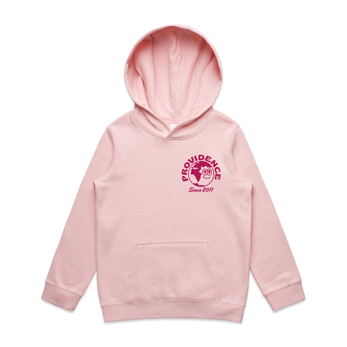 Kids Globe Logo Hoodie - Pink Maroon
