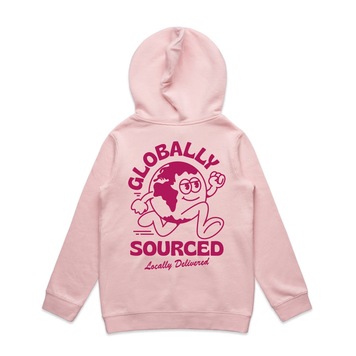 Kids Globe Logo Hoodie - Pink Maroon