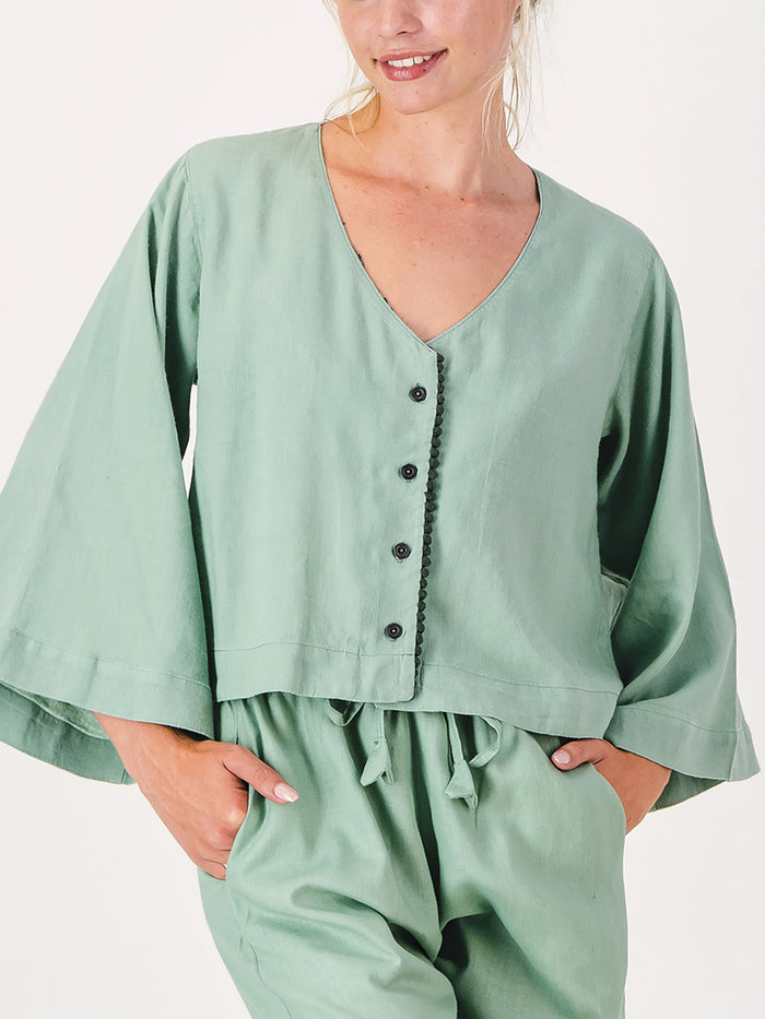 Linen PJ Top | Avocado