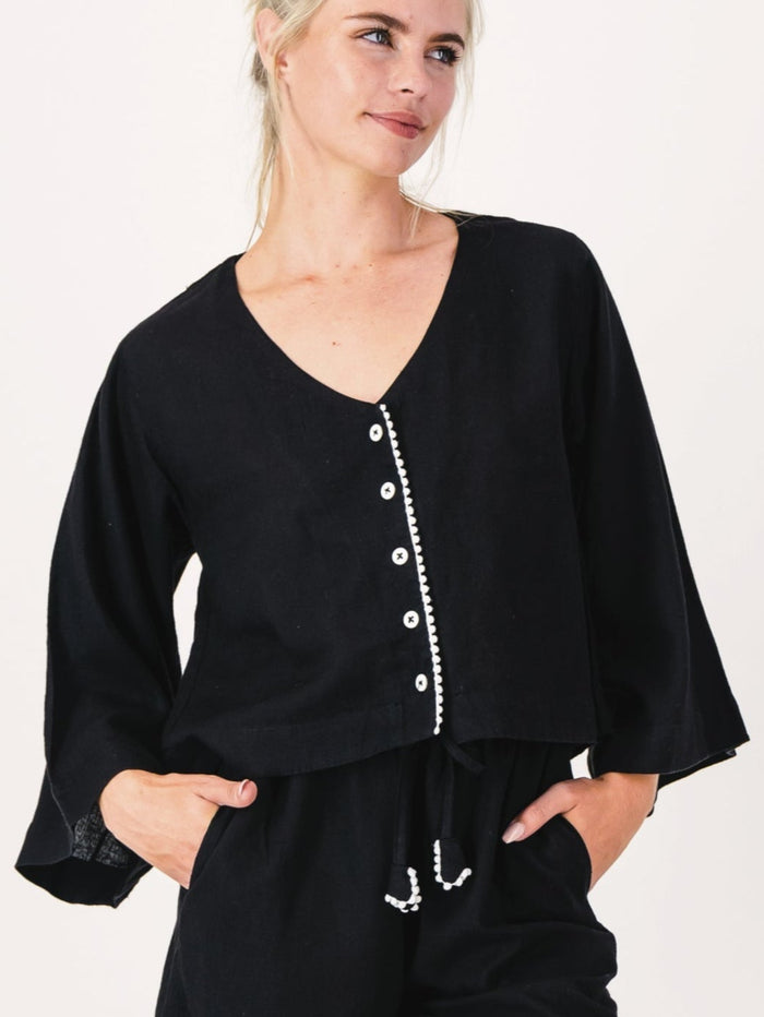 Linen PJ Top | Black