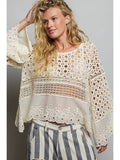 Long Sleeve Round Neck Women Crochet Top
