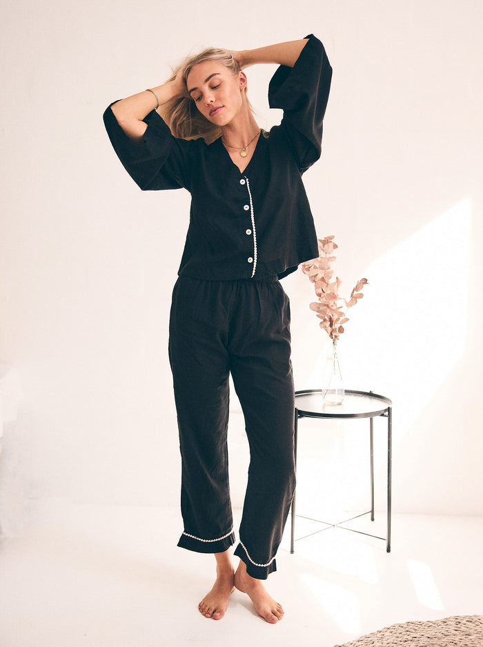 Loungy Linen Set - Long | Black