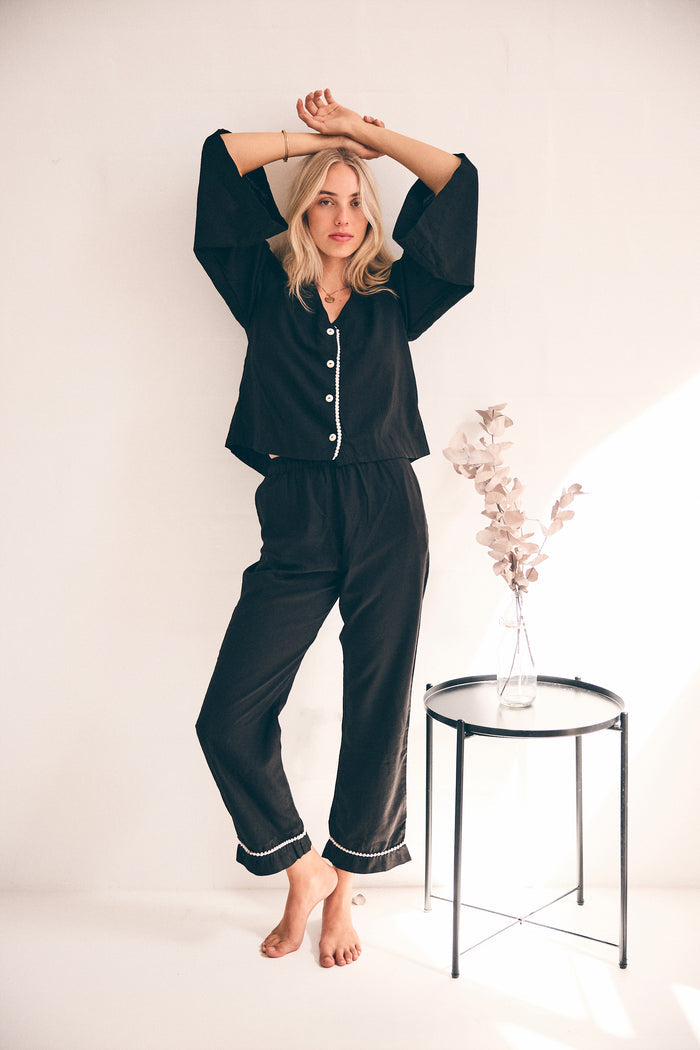 Loungy Linen Set - Long | Black