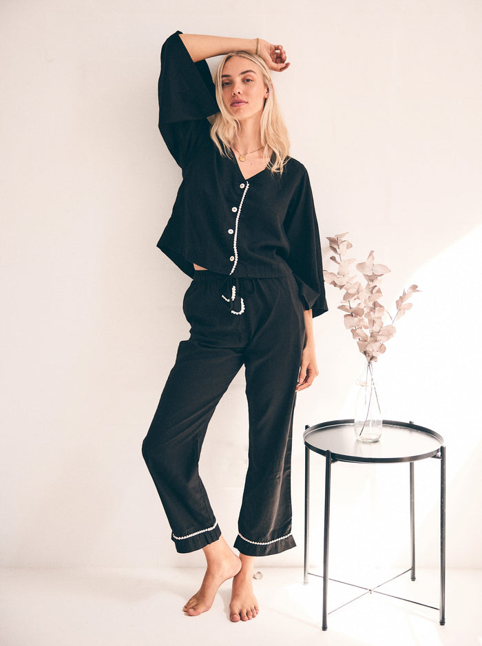 Loungy Linen Set - Long | Black