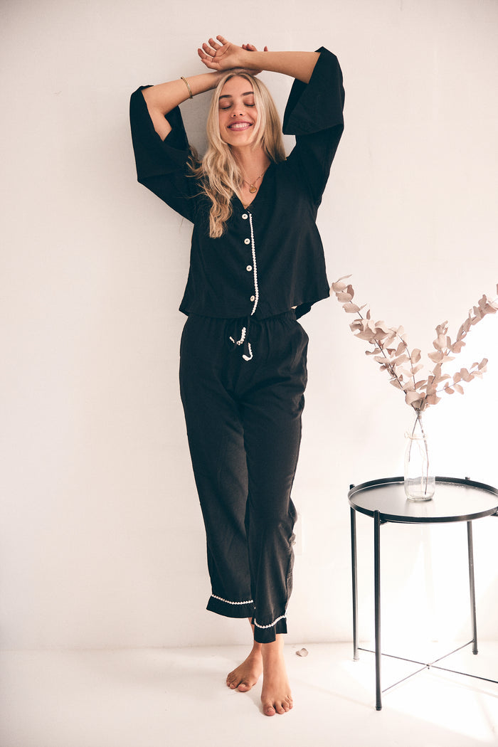 Loungy Linen Set - Long | Black