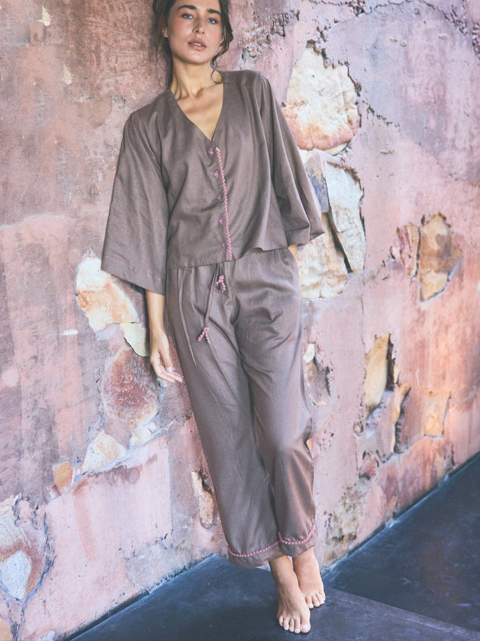 Loungy Linen Set - Long | Lavender Latte