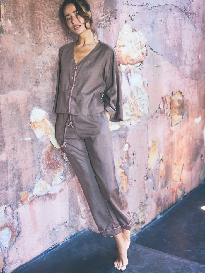 Loungy Linen Set - Long | Lavender Latte