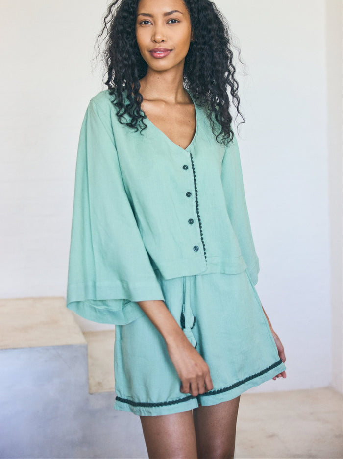 Loungy Linen Set - Short | Avocado