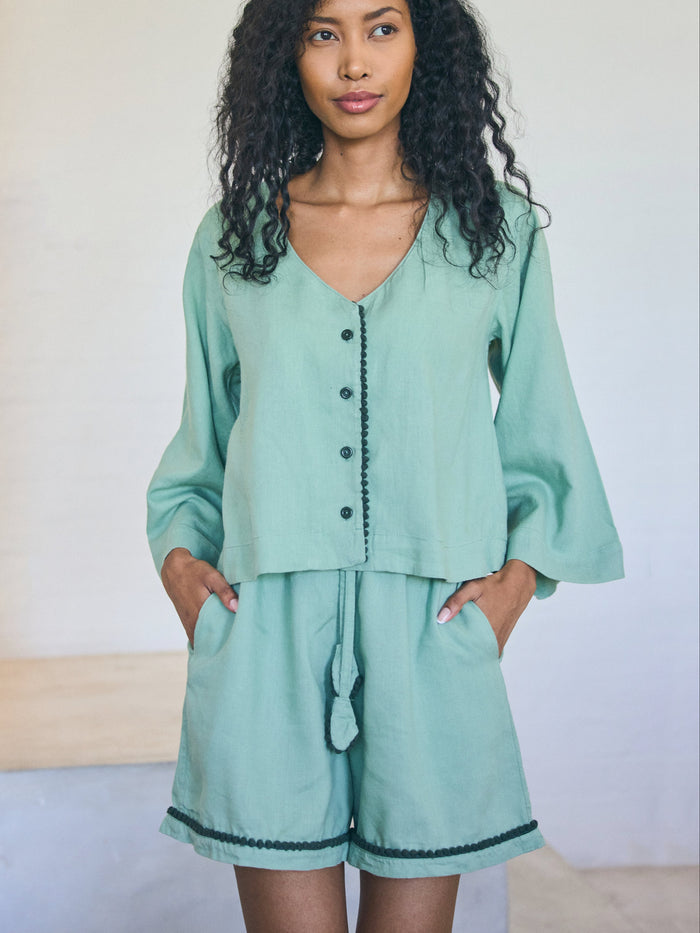 Loungy Linen Set - Short | Avocado