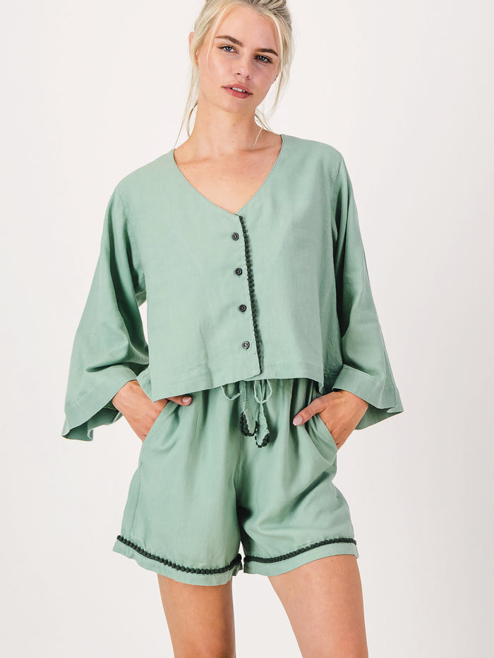 Loungy Linen Set - Short | Avocado