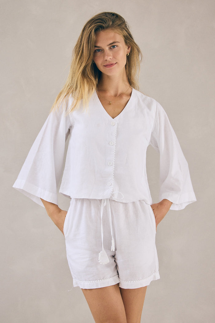 Loungy Linen Set - Short | Cream