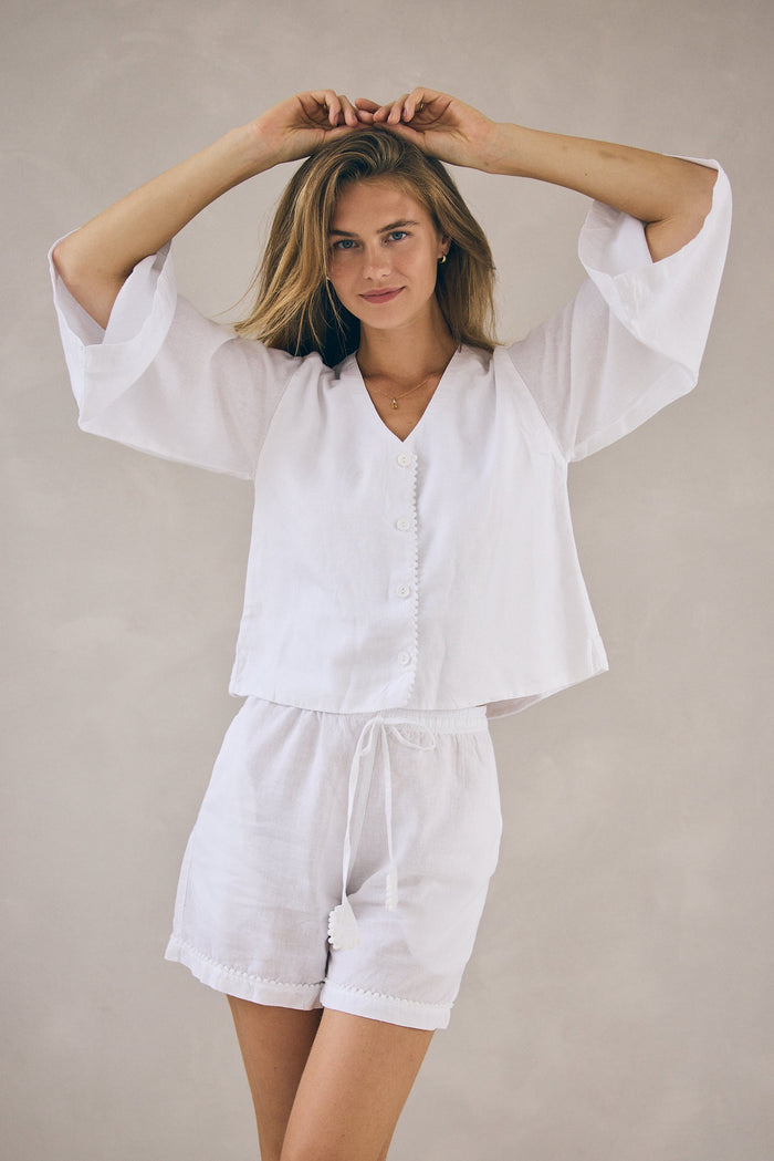 Loungy Linen Set - Short | Cream