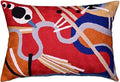 Lumbar Decorative Pillow Cover Red Kandinsky Intuitive Flow II Hand Embroidered Wool 14x20 - Kashmir Designs