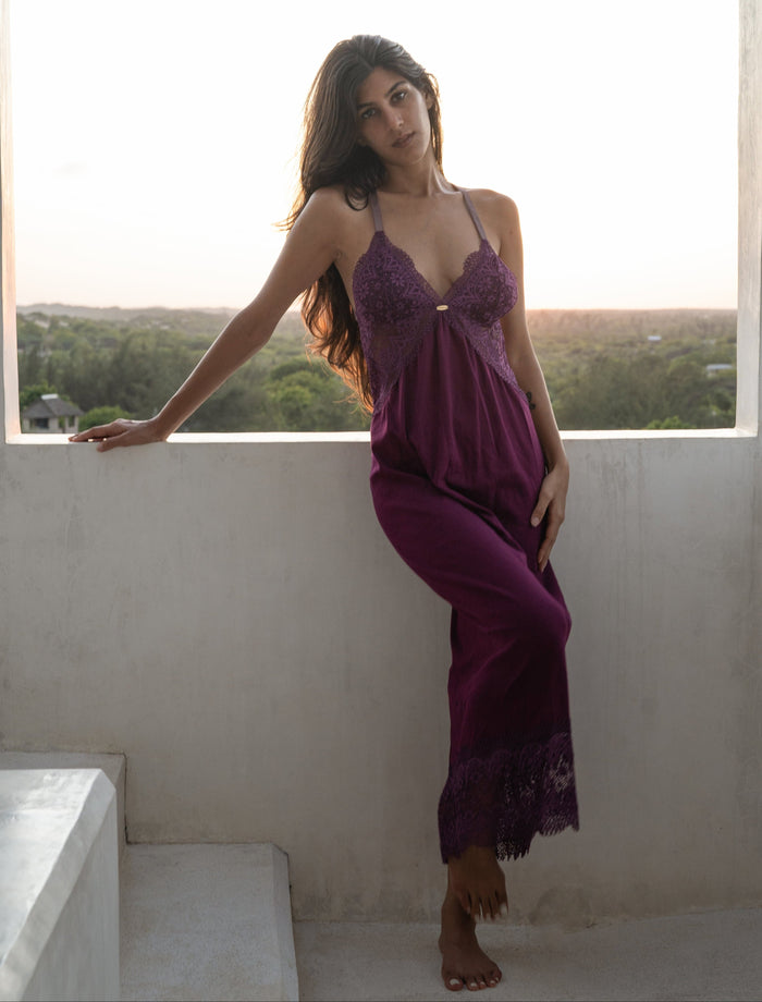 Maxi Full-Length Nightie | Plum