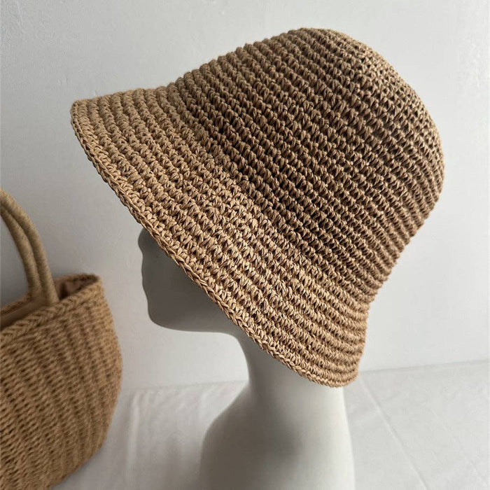 Minimalist Foldable Raffia Straw Bucket Hat 8BK6HAT01