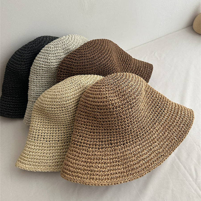 Minimalist Foldable Raffia Straw Bucket Hat 8BK6HAT01