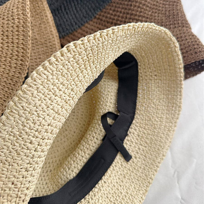 Minimalist Foldable Raffia Straw Bucket Hat 8BK6HAT01