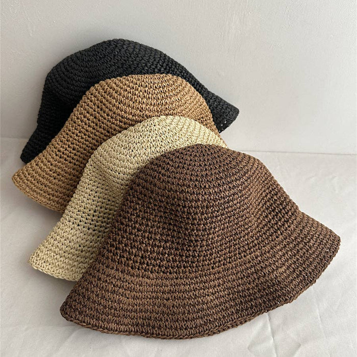 Minimalist Foldable Raffia Straw Bucket Hat 8BK6HAT01