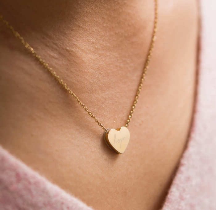 Mother Of Pearl & Gold Heart Two-Sided Hope Pendant Necklace- Purchase 1 & 1 is given to a Trafficking Survivor
