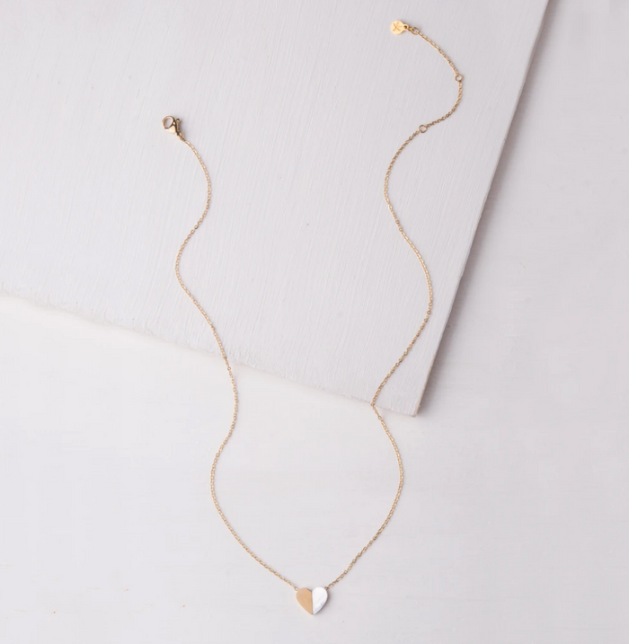 Mother Of Pearl & Gold Heart Two-Sided Hope Pendant Necklace- Purchase 1 & 1 is given to a Trafficking Survivor