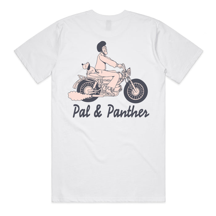 Motorcycle Pal & Panther T-Shirt - White