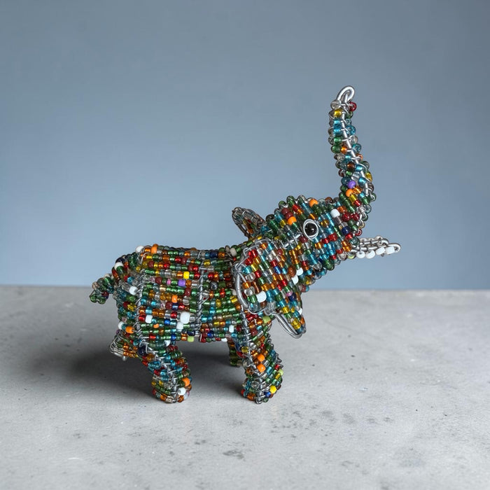 Multicolor Beaded Elephant Ornament