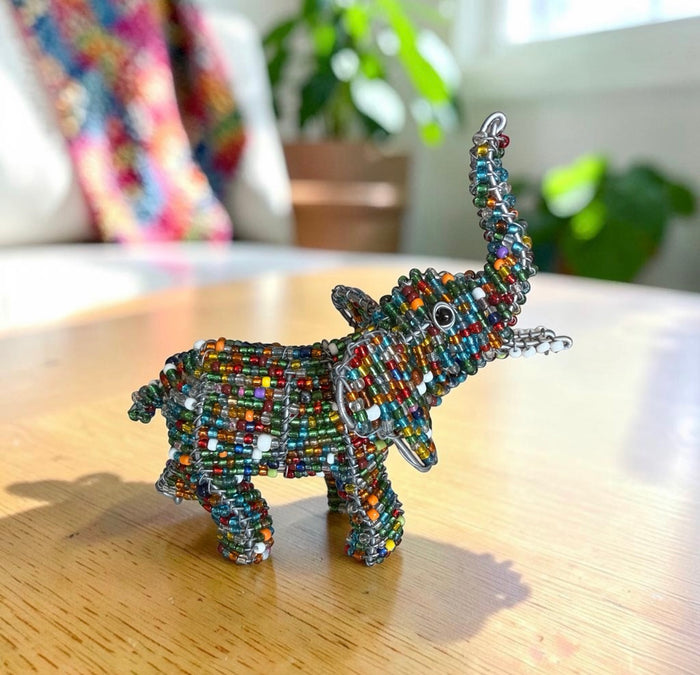 Multicolor Beaded Elephant Ornament